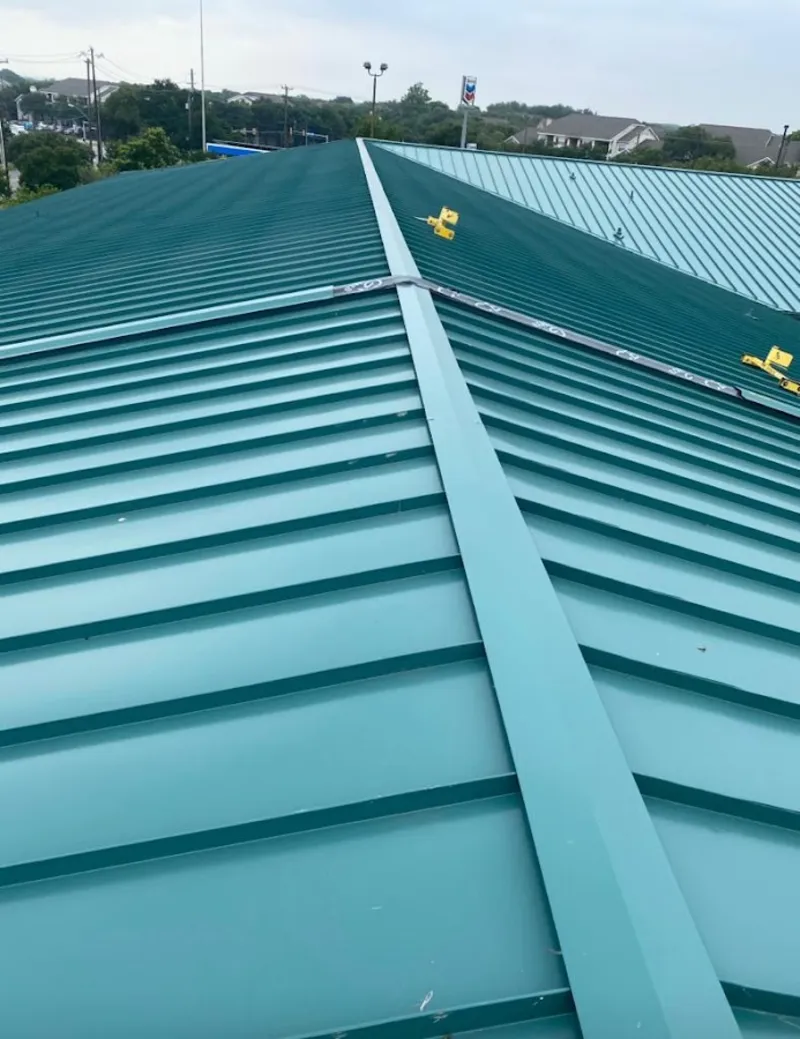 Green commercial metal roof ridge and valley for Metal Roof Repair in Randallstown